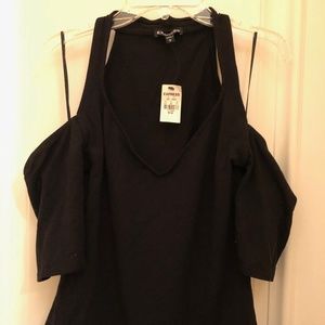 Black Cold Shoulder Short Sleeve Top